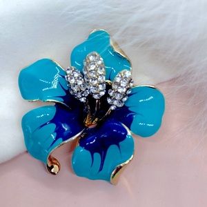 Big Blue Flower Brooch